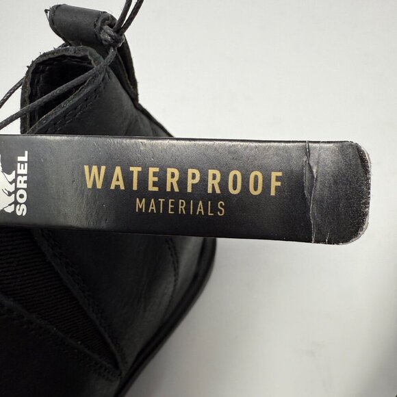 Sorel Evie II Zip Waterproof Leather Ankle Bootie Womens 9 Black Wedges City NWT - Picture 10 of 16